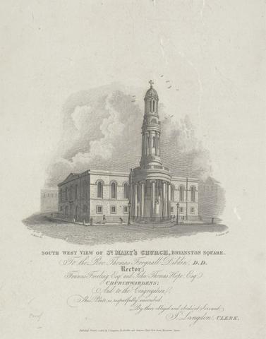 Philip Audinet S.W. View of St. Mary's Church, Bryanston Square