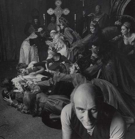 Lewis Morley Warren Mitchell and Cast in 'The Council of Love' by Oscar Panizza, Criterion Theatre, London