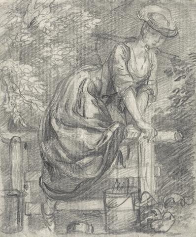 Thomas Gainsborough A Milkmaid Climbing a Stile