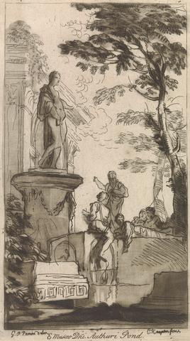 George Knapton Untitled: Classical scene with statue