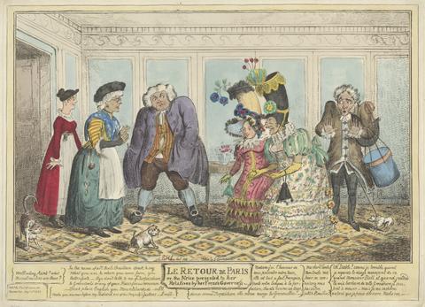 George Cruikshank Le Retour de Paris, or, the Niece Presented to her Relatives by her French Governess