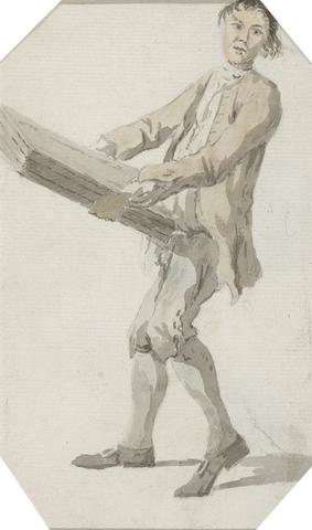 William Marlow Full-length study of a Man carrying books
