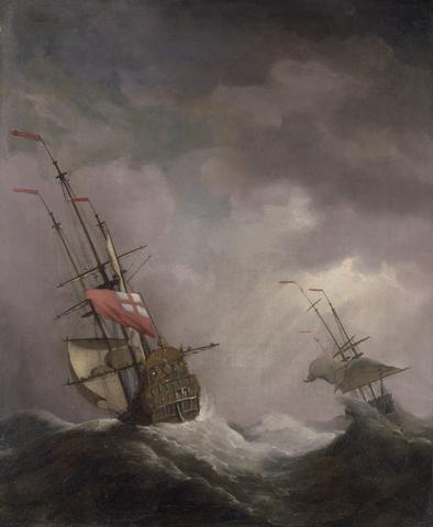 Willem van de Velde the Younger An English Ship at Sea Running In a Gale