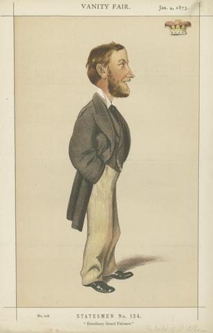 Vanity Fair: Royalty; 'Hereditary Grand Falconer', William Amelius Aubrey de Vere Bearclerk, Duke of St. Albans, January 4, 1873 (B197914.1078)