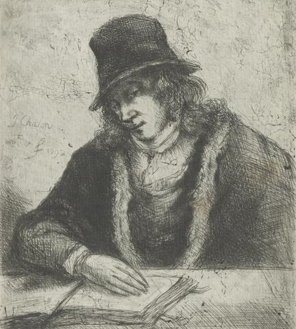 John James Chalon Portrait of a Man with Hat