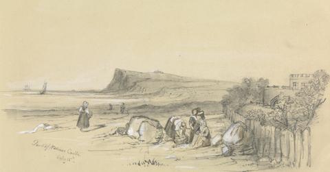 unknown artist Figures on a Beach with Walmer Castle in the Distance