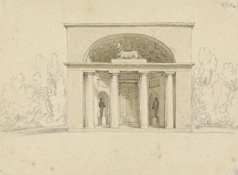 Sir Robert Smirke the younger Sketch of an Ornate Doorway, With Columns, and Sculpture