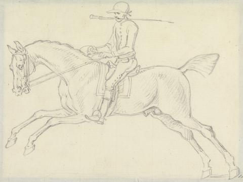 James Seymour Racehorse with Jockey Up: the Jockey Holds a Whip in His Teeth