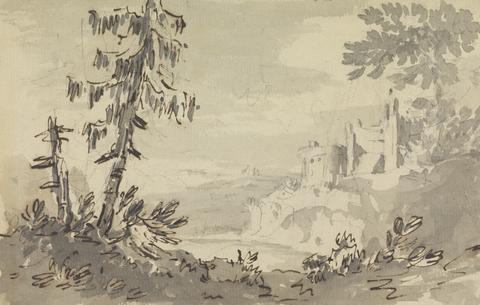 Rev. William Gilpin Pine Trees and Castle in a Landscape