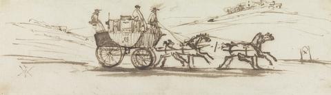 William Makepeace Thackeray A Mail Coach in a Hilly Landscape