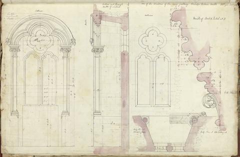 Augustus Welby Northmore Pugin Bishop's Palace, Wells, Somerset: Plan, Elevations and Details of Window