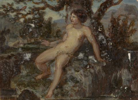 Robert Smirke Figure Study of a Nude Woman in a Wooded Landscape
