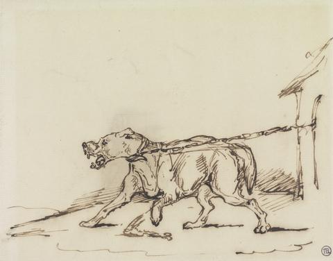 unknown artist A Snarling Dog Chained to Kennel
