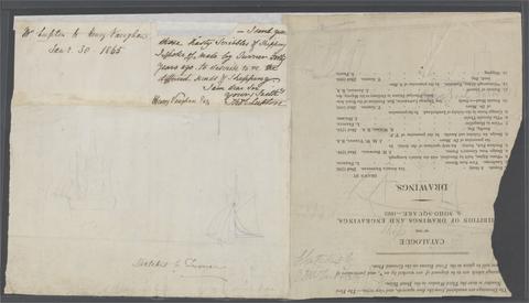 Joseph Mallord William Turner Sketch of Two Ships on a Catalogue Page