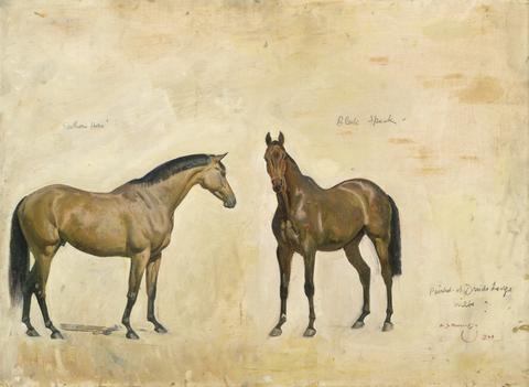 Sir Alfred J. Munnings Southern Hero and Black Speck, the property of J. V. Rank