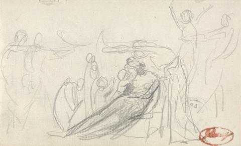 George Romney Reclining Figure with Children and Other Figures