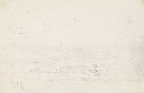 Capt. Thomas Hastings Sketch of a Village and a Hill Castle Beyond