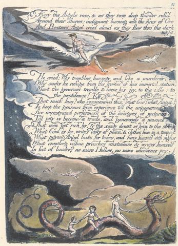 William Blake America. A Prophecy, Plate 13, "Fiery the Angels Rose...."
