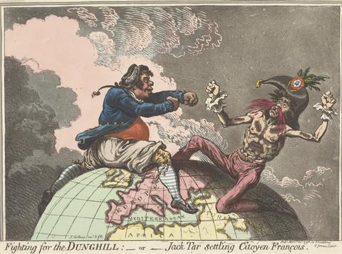 James Gillray Fighting for the Dunghill, - or - Jack Tar Settling Citoyen Francois (from: Caricature, vol. 1)