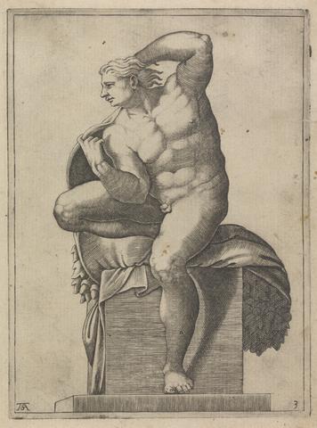 Male Nude Seated from panel of "God Separating Light from Dark"