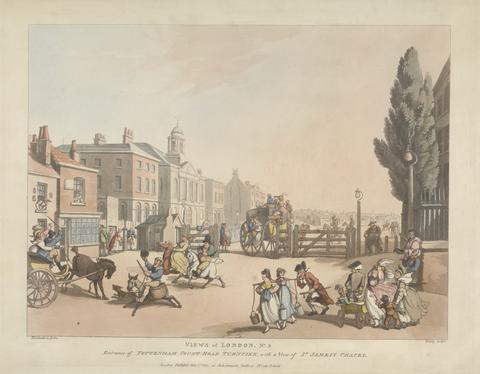 Thomas Rowlandson Set of Six Views in London, (Turn Pike series)