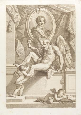 Francesco Bartolozzi RA Classical Scene With Angel And Two Putti Below A Portrait