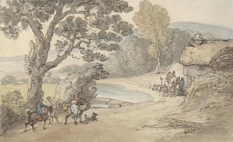 Thomas Rowlandson Landscape with a Hunting Party