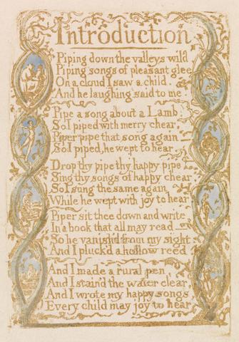 William Blake Songs of Innocence, Plate 3, "Introduction" (Bentley 4)