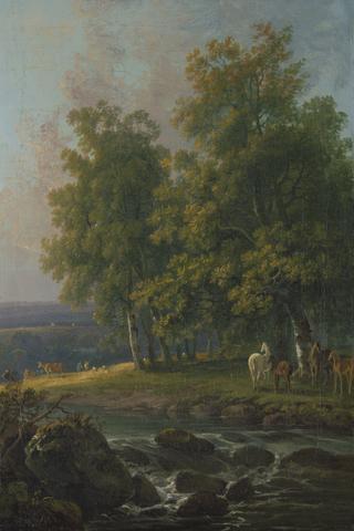 George Barret Horses and Cattle by a River