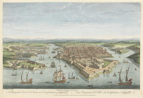Thomas Bowles A Perspective View of the Town and Fortifications of Malta