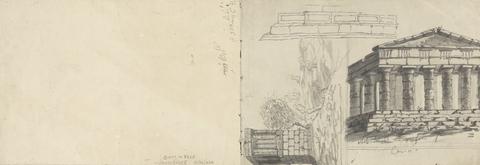 James Bruce Temple at Baalbec: Double Page from Sketchbook with Drawings of Temples