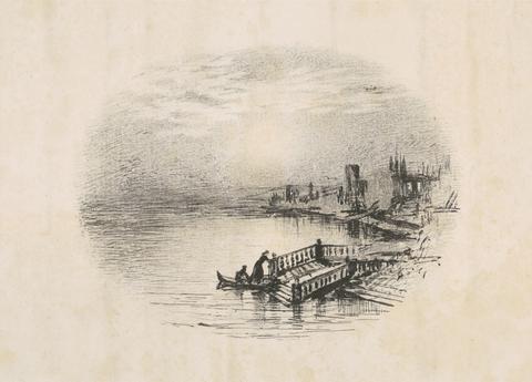 unknown artist River Scene with Woman Ascending Jetty