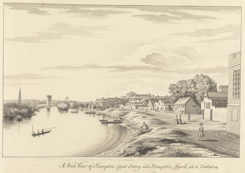 Bernard Lens III A West View of Hampton Court Ferry and Hampton Church at a Distance
