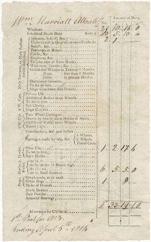 [Tax bill for Samuel Staneforth Esqr of Attercliff [illegible] Darnall, dated July 12, 1814]