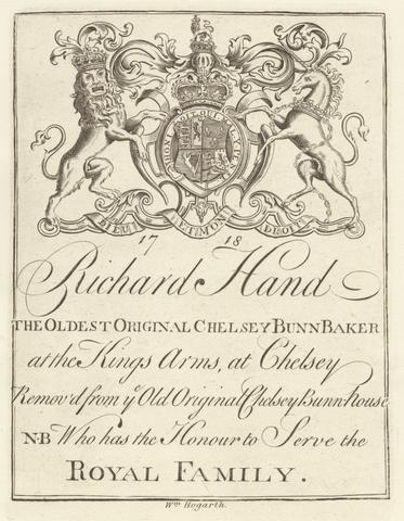 Trade Sheet for: Richard Hand, The Oldest Original Chelsey Bunn Baker at the King's Arms Chelsey