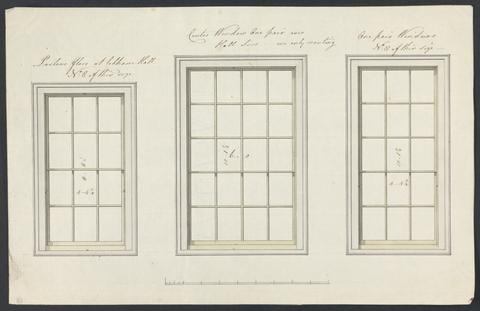 James Wyatt Cobham Hall, Kent: Drawings of Windows for Parlor Floor