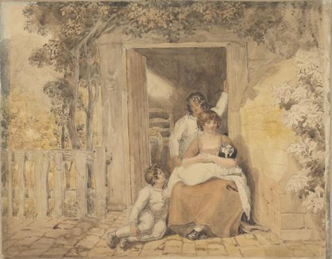 Joshua Cristall Family Posed in Front of a Doorway