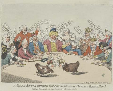 Thomas Rowlandson (The) A Grand Battle between the Famous English Cock and Russian Hen!