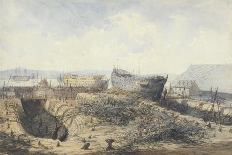 William Callow Plymouth Dockyard after the Fire
