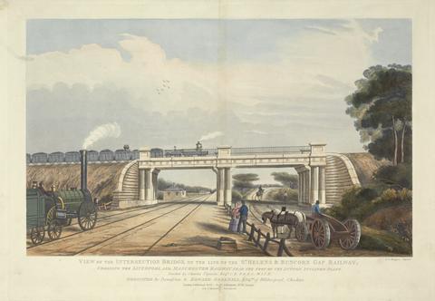 S. G. Hughes View of the Intersection Bridge on the line of St. Helen's & Runcorn Gap Railway, Crossing the Liverpool and Manchester Railway near the Foot of the Sutton Inclined Plane