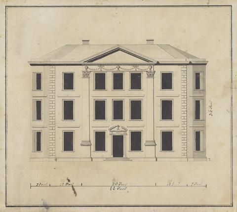 unknown artist Front Elevation of a House with Pedimented Central Bay