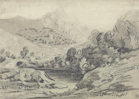 unknown artist Wooded Valley and Stream with Mountain Rising Beyond