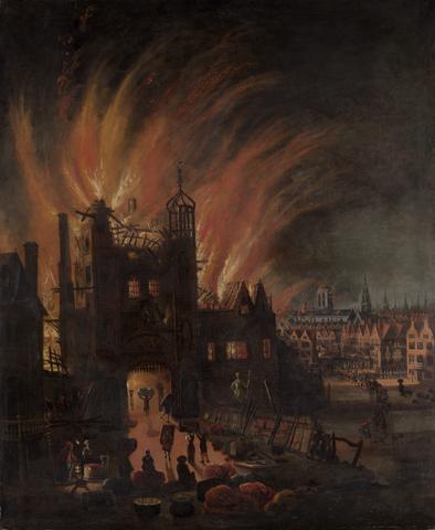 The Great Fire of London, with Ludgate and Old St. Paul's
