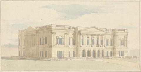 Benjamin Dean Wyatt York House, London: Perspective View of the West Front