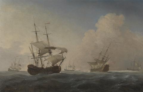Willem van de Velde the Younger English Warships Heeling in the Breeze Offshore