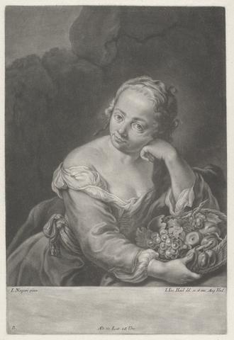 Johann Jacobus Haid Woman with a Basket of Fruit