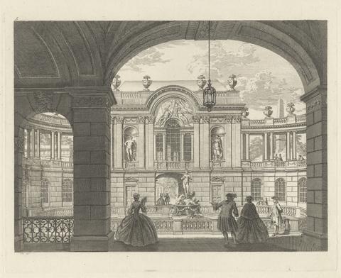 One of six perspective designs for the Concave Mirror and engraved mirrors in Vauxhall Gardens