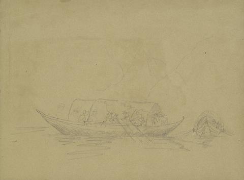 William Brockedon recto: Sketch of Two Gondolas
