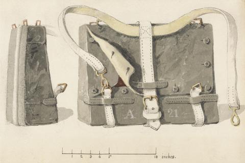 Michael Angelo Hayes A Soldier's Knapsack: Two Studies, Side and Front View
