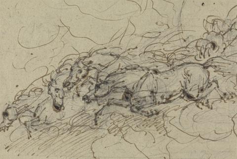 Sawrey Gilpin Four horses galloping: (?) a mythological study, possibly for Phaeton's Chariot